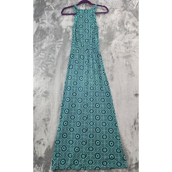GAP Dress Womens XS Green Blue Sleeveless Halter Elastic Waist Maxi Stretch - Picture 3 of 10
